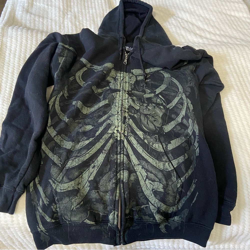 skeleton zip up hoodie